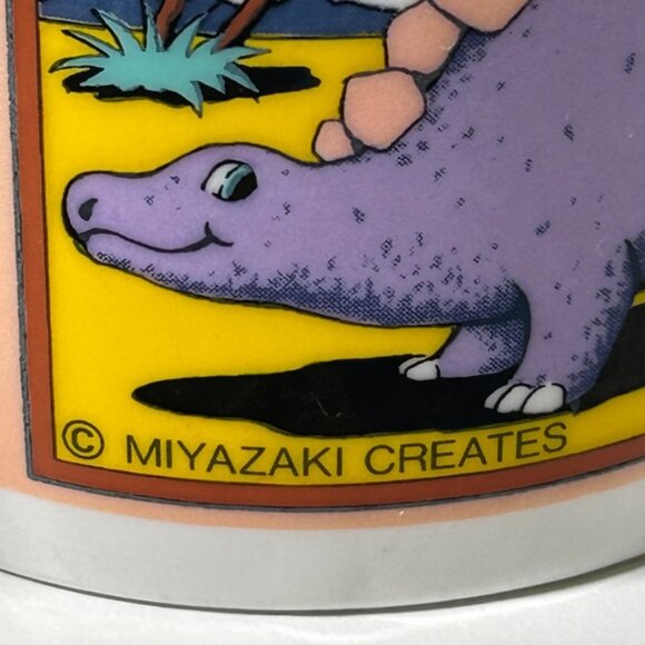 Vintage 80s 90s Sanyei Miyazaki Creates DinOne Sizeaur Mug Retro Colours - Picture 7 of 12